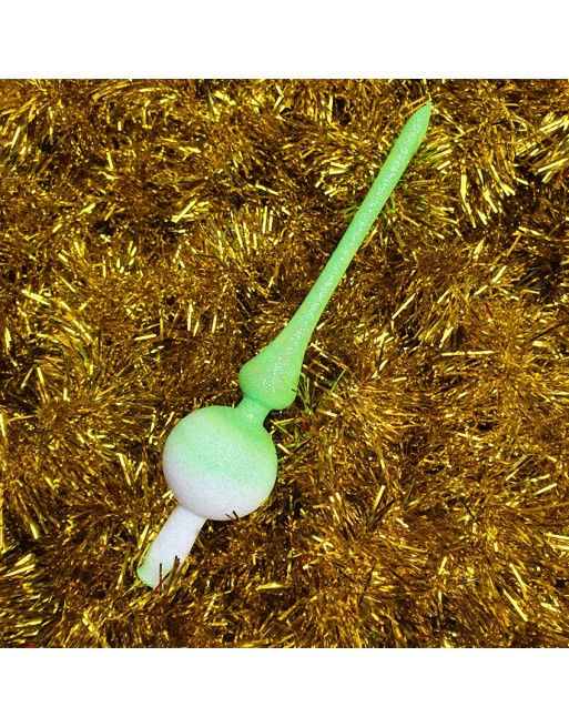 Czub Szpic 28cm dekorowany szklany choinkowy NEON brokatówka
