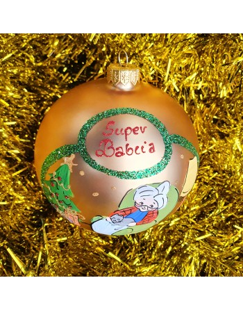Bombka 12cm/1szt dekor z dedykacją imieniem LUX Super Babcia
