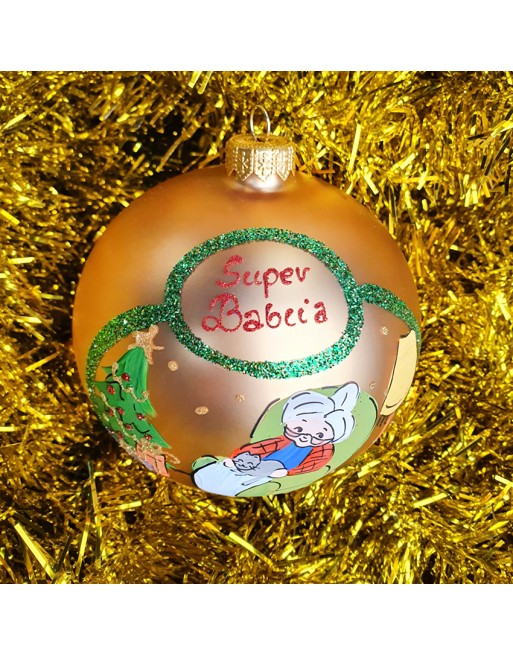 Bombka 12cm/1szt dekor z dedykacją imieniem LUX Super Babcia