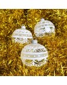 Bombki 8cm/3szt mix dekor szklane choinkowe zestaw koronka