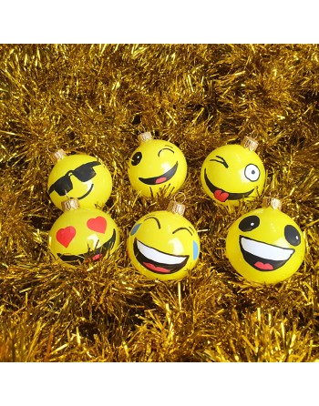 Bombki 6cm/6szt dekor szklane choinkowe emotki