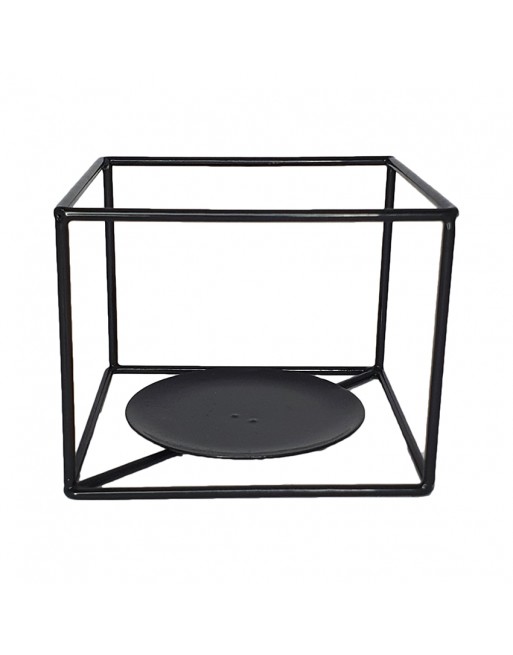 Świecznik metalowy czarny Loft tealighty stelaż