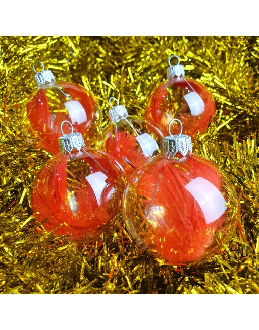 Bombki 6cm/5szt dekor szklane choinkowe ozdoby piórko