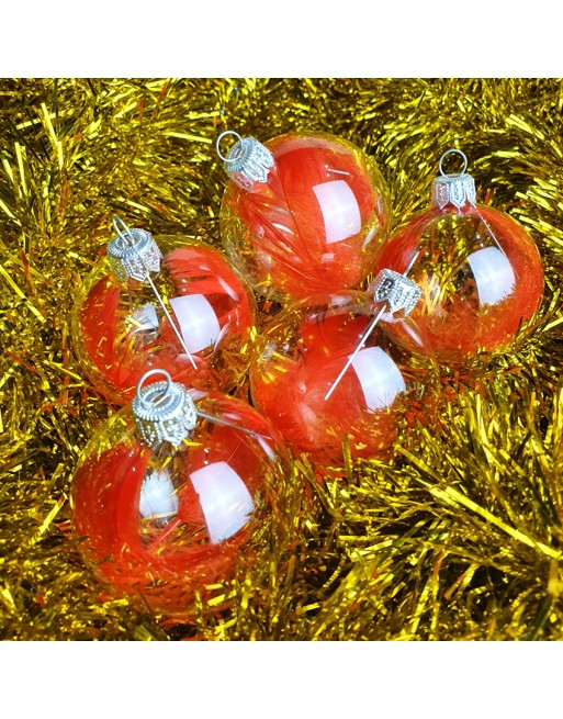 Bombki 6cm/5szt dekor szklane choinkowe ozdoby piórko
