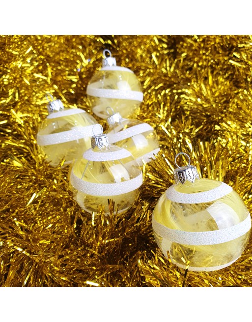 Bombki 6cm/5szt dekor szklane choinkowe ozdoby piórko spirala