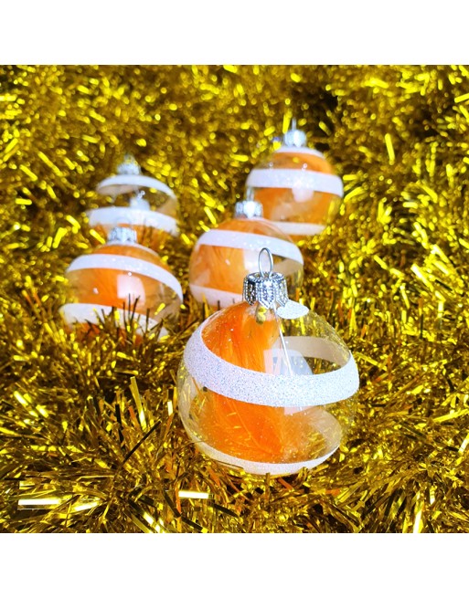 Bombki 6cm/5szt dekor szklane choinkowe ozdoby piórko spirala