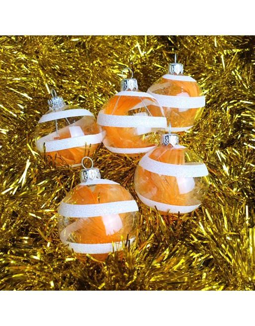Bombki 6cm/5szt dekor szklane choinkowe ozdoby piórko spirala