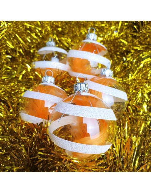 Bombki 6cm/5szt dekor szklane choinkowe ozdoby piórko spirala