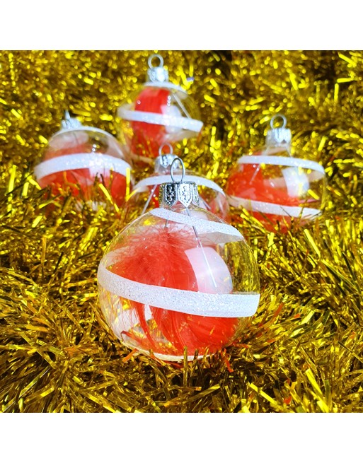 Bombki 6cm/5szt dekor szklane choinkowe ozdoby piórko spirala