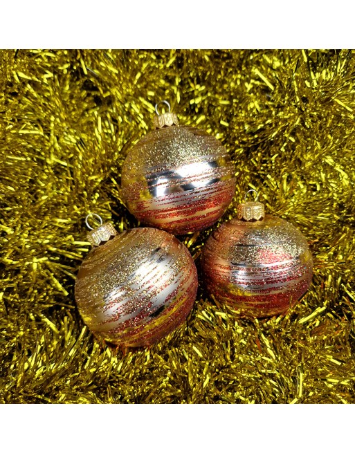 OUTLET Bombki 8cm/3szt dekor szklane choinkowe