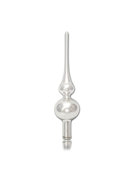 OUTLET Czub Szpic 28cm srebrny lakier szklany choinkowy