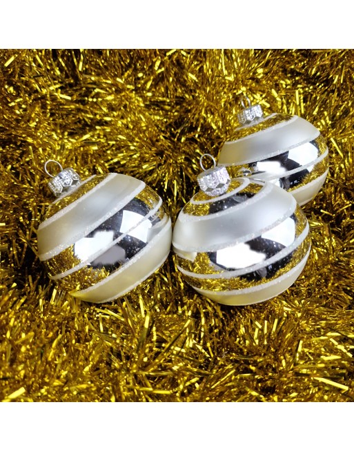 OUTLET Bombki 8cm/3szt dekor szklane choinkowe