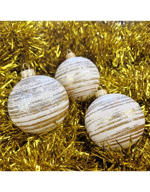 OUTLET Bombki 8cm/3szt dekor szklane choinkowe