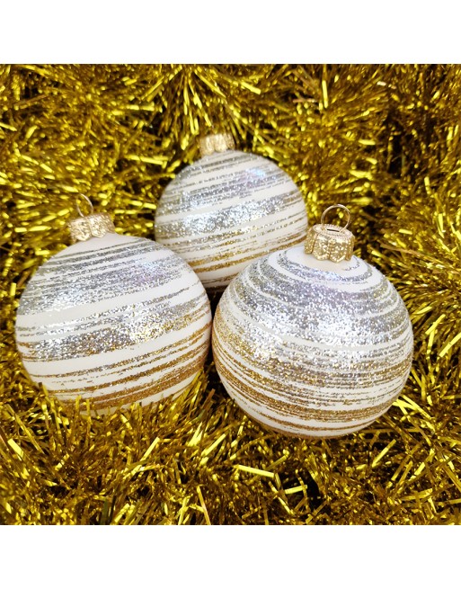 OUTLET Bombki 8cm/3szt dekor szklane choinkowe
