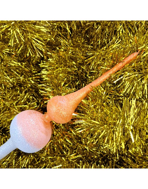 Czub Szpic 28cm dekorowany szklany choinkowy NEON brokatowy