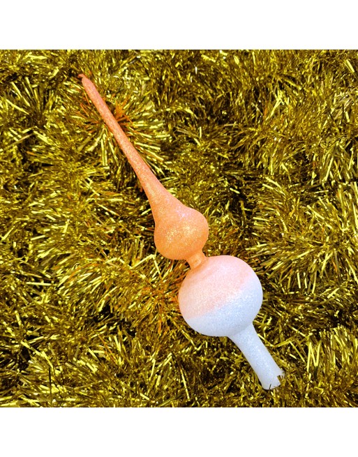 Czub Szpic 28cm dekorowany szklany choinkowy NEON brokatowy