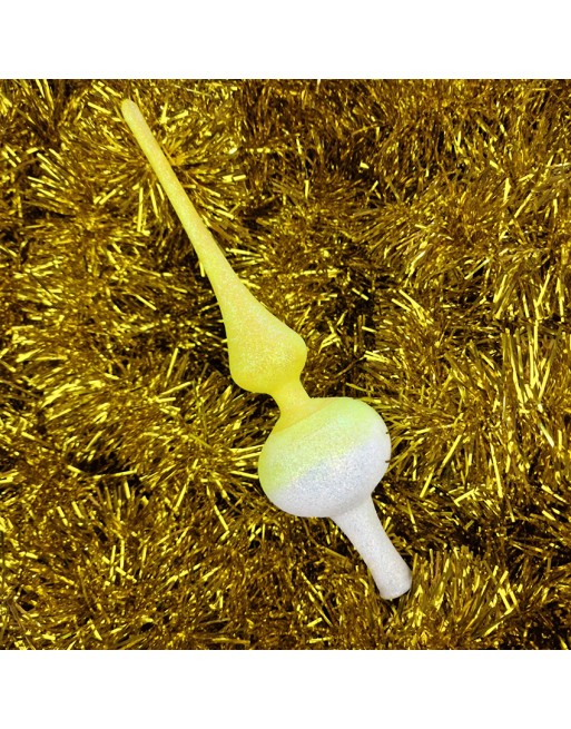 Czub Szpic 28cm dekorowany szklany choinkowy NEON brokatowe