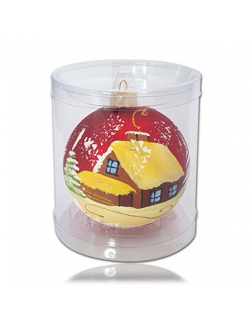 HIT Bombka 10cm/1szt dekor z dedykacją imieniem święta biała pejzaż