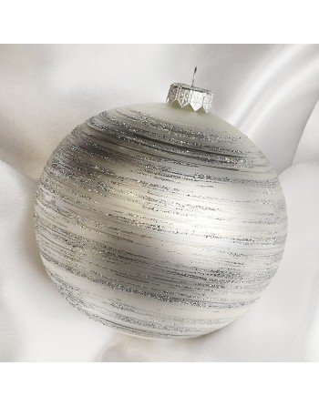 Bombka 12cm/1szt dekor pełen dookoła LUX duża biała perłowa Galaktyka