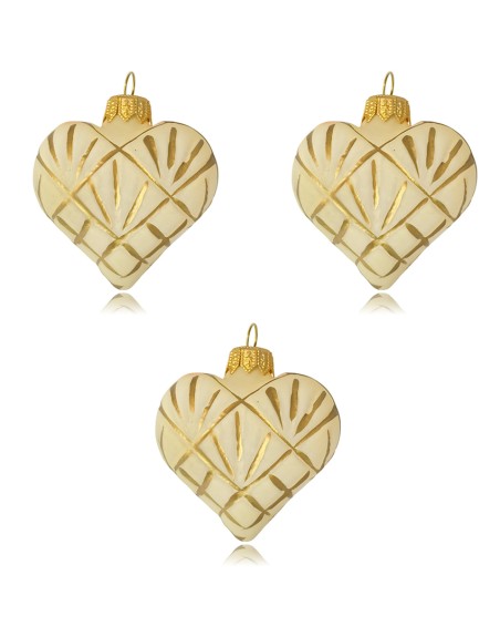 OUTLET Serce serduszko kształtka figurka szklana ręcznie malowane 3 sztuki