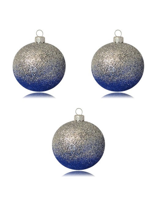 Bombki 8cm/3szt mix dekor szklane choinkowe zestaw cieniowane brokatowe