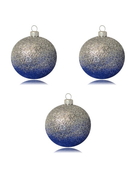 Bombki 8cm/3szt mix dekor szklane choinkowe zestaw cieniowane brokatowe