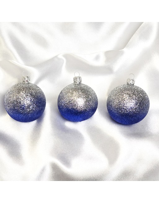 Bombki 8cm/3szt mix dekor szklane choinkowe zestaw cieniowane brokatowe