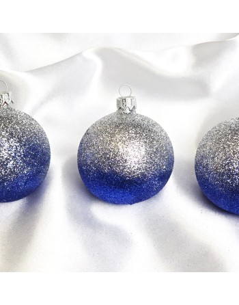 Bombki 8cm/3szt mix dekor szklane choinkowe zestaw cieniowane brokatowe