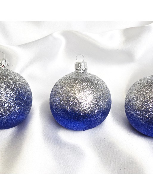 Bombki 8cm/3szt mix dekor szklane choinkowe zestaw cieniowane brokatowe