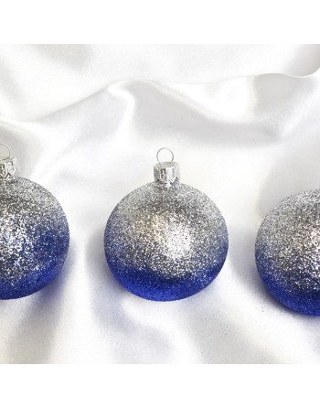 Bombki 8cm/3szt mix dekor szklane choinkowe zestaw cieniowane brokatowe