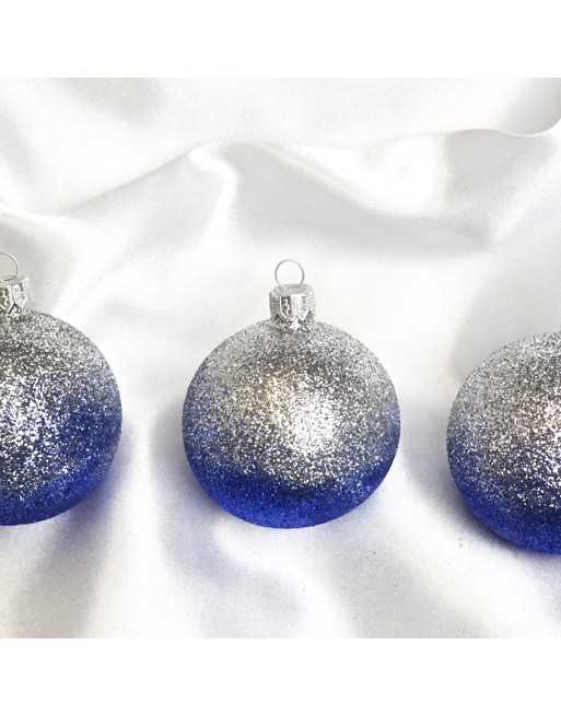 Bombki 8cm/3szt mix dekor szklane choinkowe zestaw cieniowane brokatowe