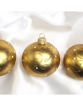 OUTLET Bombki 8cm/3szt dekor szklane choinkowe zestaw złote mat