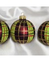 Bombki 7cm/3szt mix dekor szklane choinkowe zestaw burgund szkocka krata