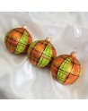 Bombki 7cm/3szt mix dekor szklane choinkowe pomarańczowe szkocka krata