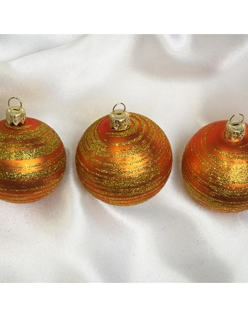 Bombki 7cm/3szt mix dekor szklane choinkowe zestaw pomarańczowe Galaktyka