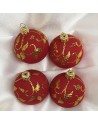 Bombki 6cm/4szt dekor graficzny szklane choinkowe czerwone złote brokat