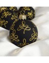 Bombki 6cm/4szt dekor graficzny szklane choinkowe czarne malowane brokat