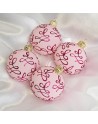 Bombki 6cm/4szt dekor graficzny szklane choinkowe różowe malowane brokat