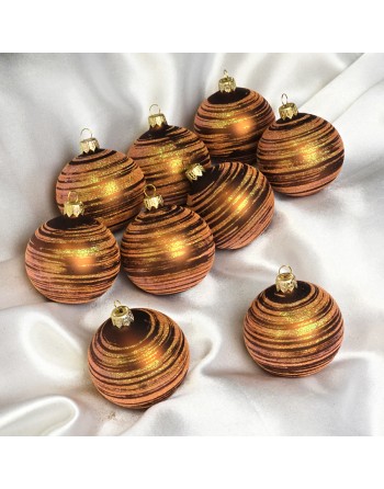 OUTLET Bombki 7cm/9szt dekor szklane choinkowe zestaw brązowe galaktyka