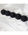 OUTLET Bombki 6cm/5szt dekor szklane choinkowe zestaw czarne brokat