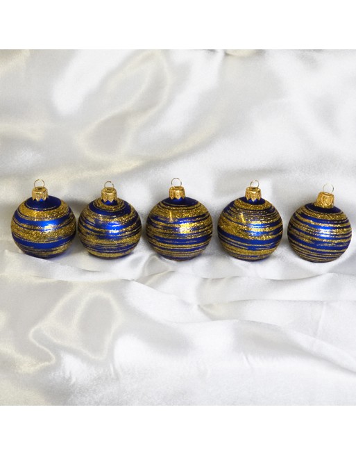 Bombki 6cm/5szt dekor szklane choinkowe ozdoby zestaw niebieskie galaktyka