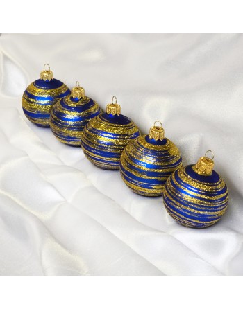 Bombki 6cm/5szt dekor szklane choinkowe ozdoby zestaw niebieskie galaktyka