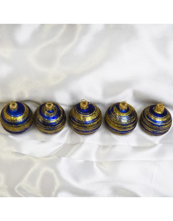Bombki 6cm/5szt dekor szklane choinkowe ozdoby zestaw niebieskie galaktyka