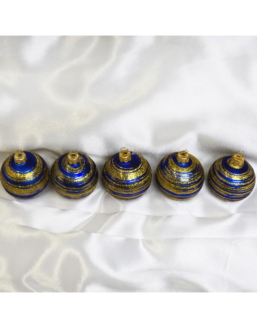Bombki 6cm/5szt dekor szklane choinkowe ozdoby zestaw niebieskie galaktyka