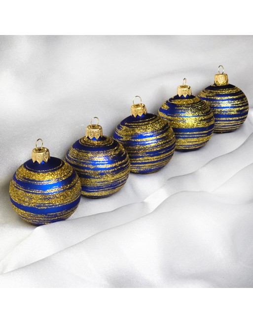 Bombki 6cm/5szt dekor szklane choinkowe ozdoby zestaw niebieskie galaktyka