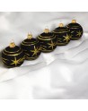 OUTLET Bombki 6cm/5szt dekor szklane choinkowe zestaw czarne brokat