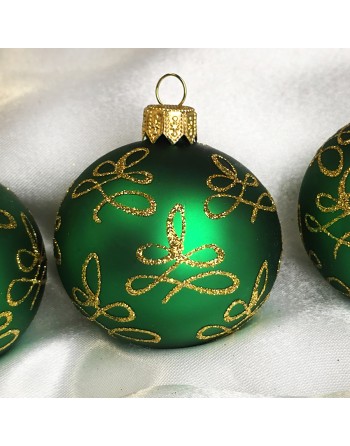 Bombki 6cm/5szt dekor szklane choinkowe ozdoby zestaw zielone mat brokat