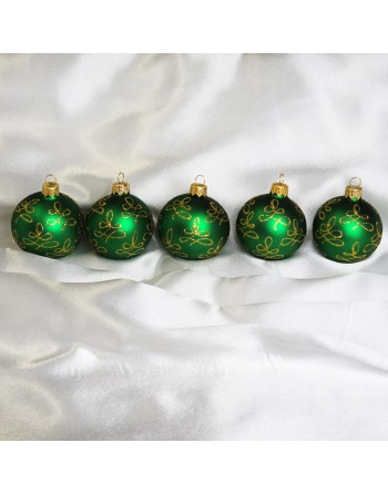 Bombki 6cm/5szt dekor szklane choinkowe ozdoby zestaw zielone mat brokat