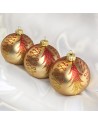 Bombki 8cm/3szt mix dekor szklane choinkowe zestaw złote mat brokat