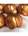 Bombki 5cm/5szt mix dekor szklane choinkowe zestaw złoty mat Paski